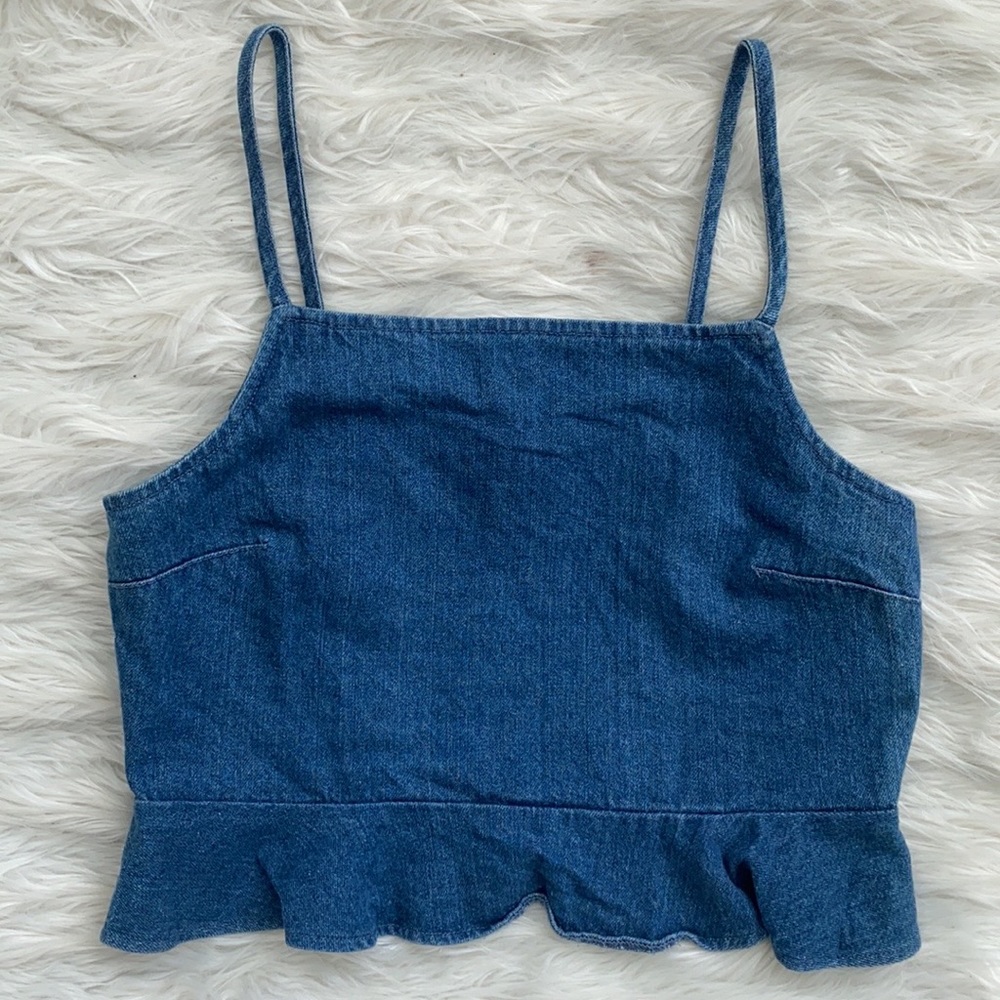 American Eagle | Denim Peplum Crop Top